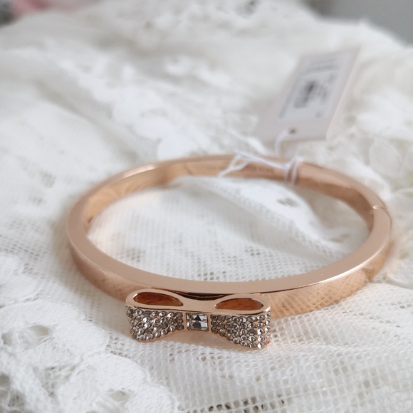 New Kate Spade Ready Set Bow Pave Bow Bangle Rose Gold w/ dust bag O0RU1567 $59 - Picture 3 of 5